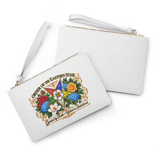 Order of the Eastern Star Floral Emblem Clutch Bag — Guided by Faith Sisterhood Wristlet