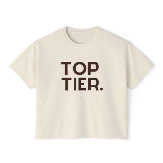 Top Tier Boxy Tee — Women's Casual Graphic Cropped T‑Shirt
