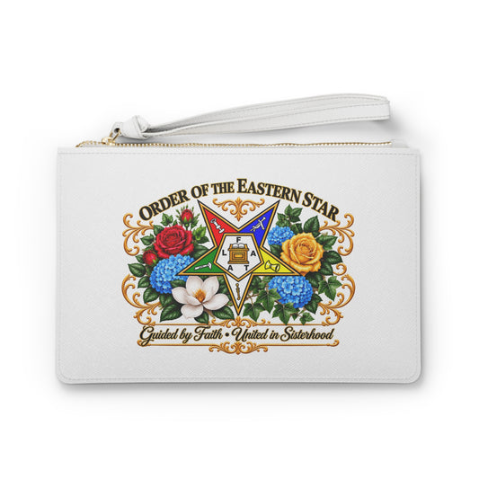 Order of the Eastern Star Floral Emblem Clutch Bag — Guided by Faith Sisterhood Wristlet