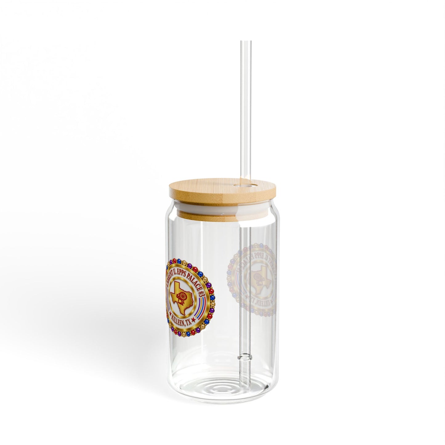 16oz Glass Sipper with Bamboo Lid — Youth Palace, Killeen