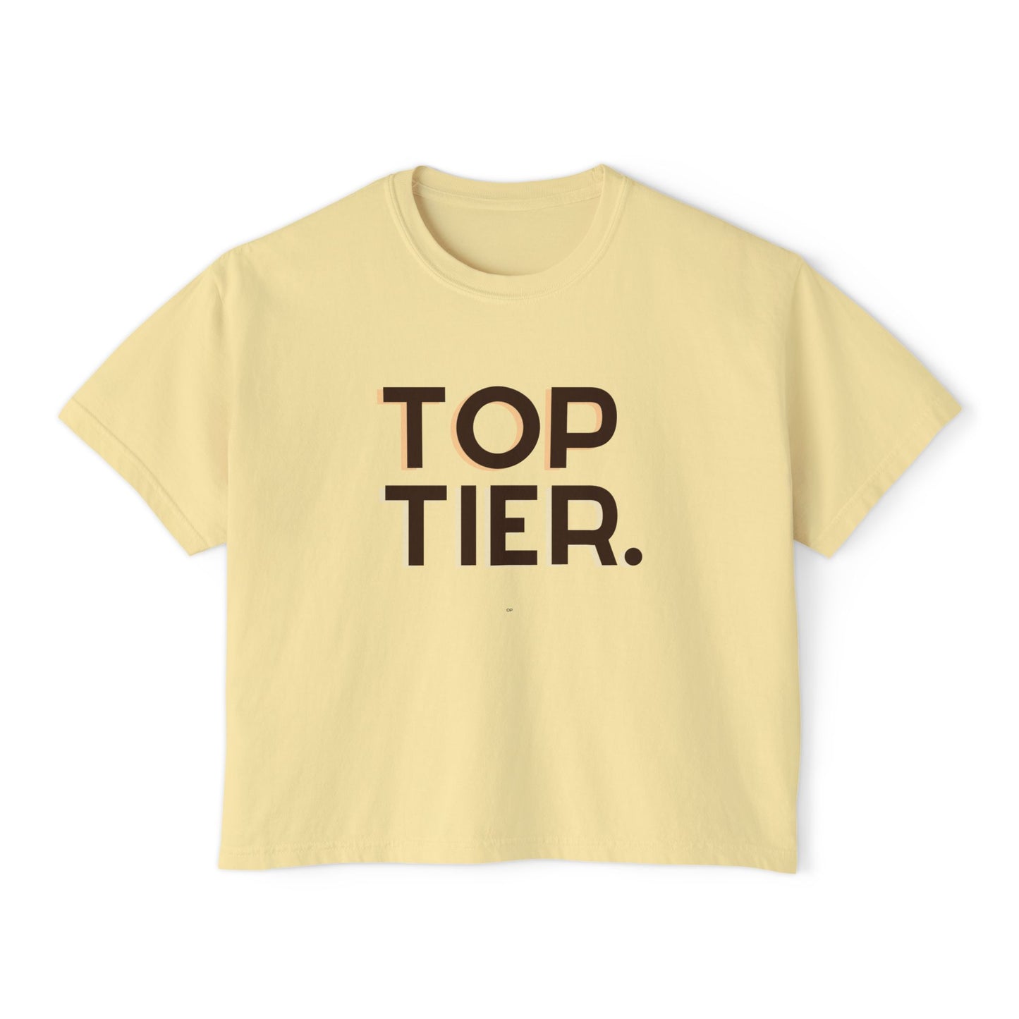 Top Tier Boxy Tee — Women's Casual Graphic Cropped T‑Shirt
