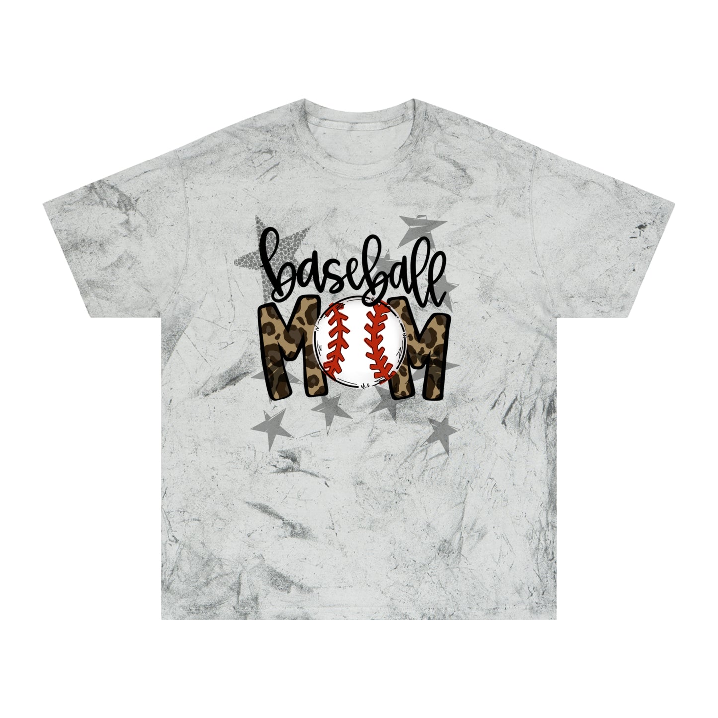 Baseball Mom Leopard Print Tee – Distressed Gray Color Blast T-Shirt
