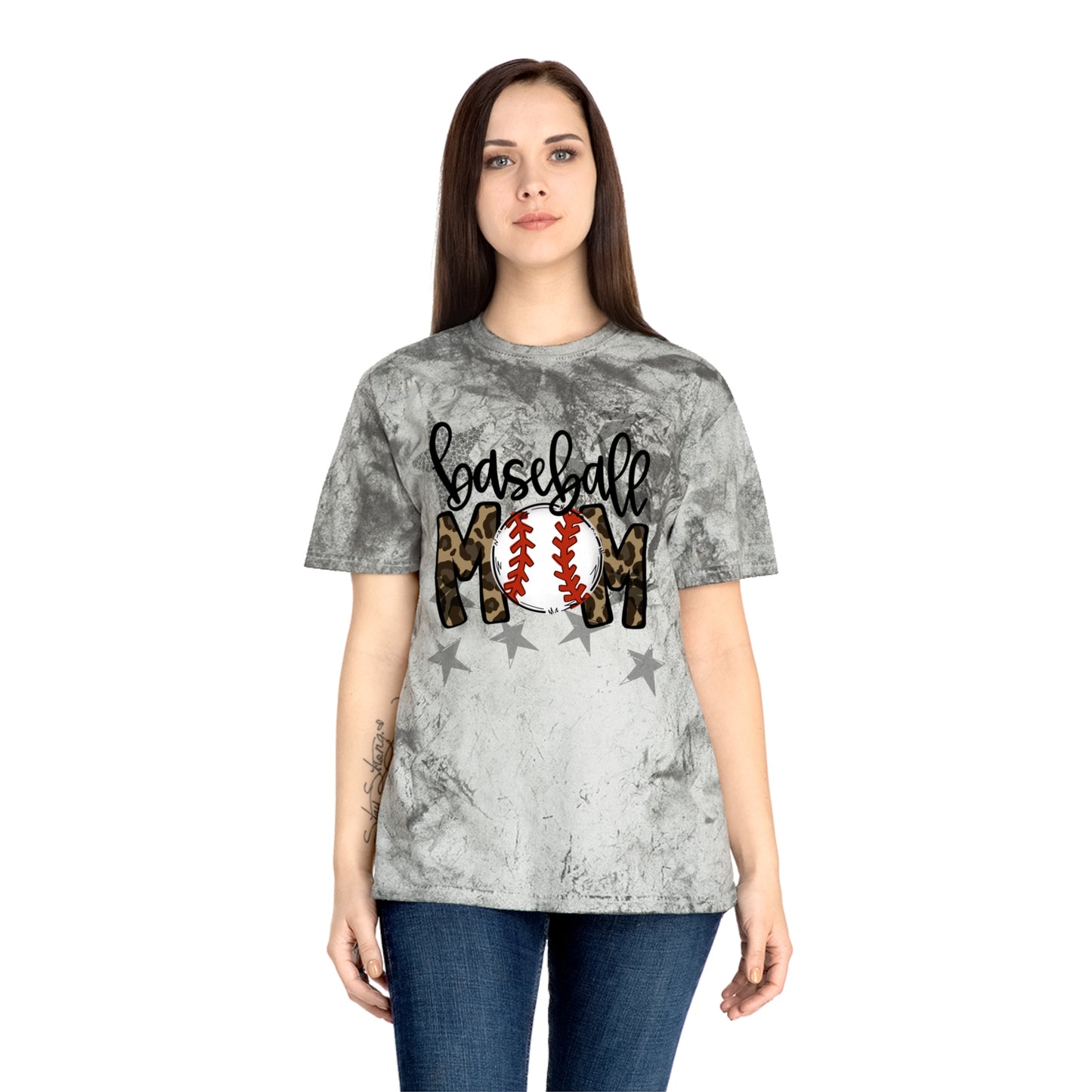 Baseball Mom Leopard Print Tee – Distressed Gray Color Blast T-Shirt