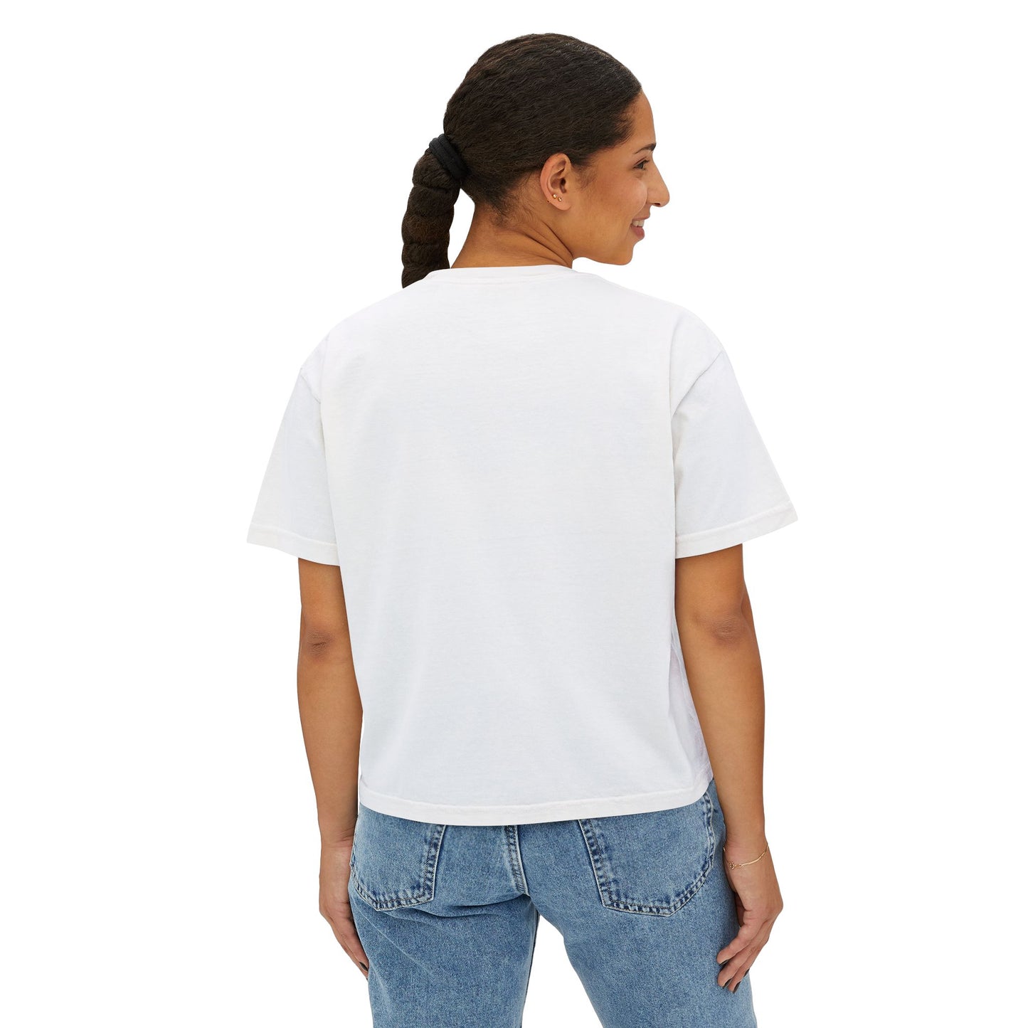 Latina Boxy Tee — Women's Cropped White T‑Shirt with Red 'LATINA' Print