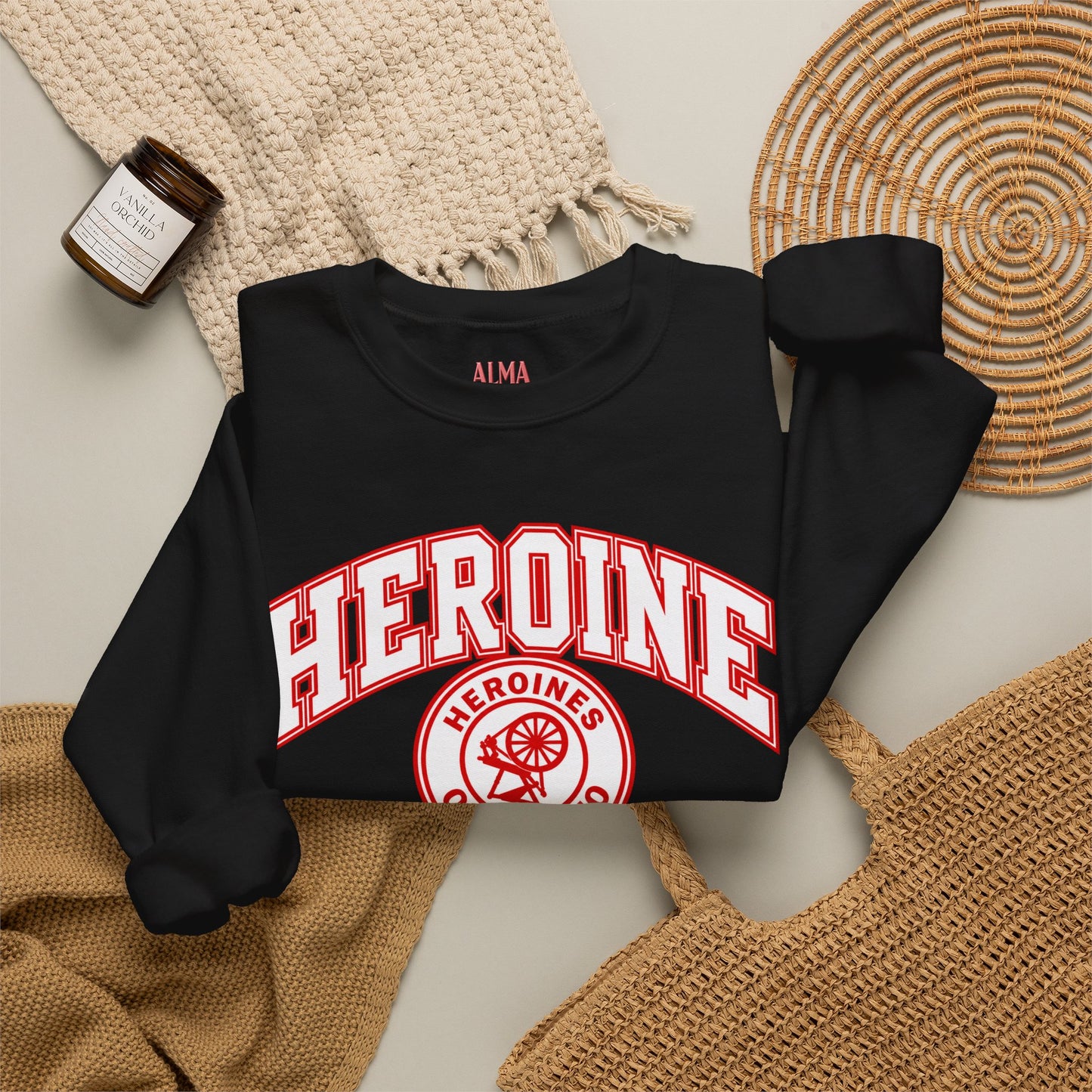 Heroine-HOJ Emblem Graphic Crewneck Sweatshirt