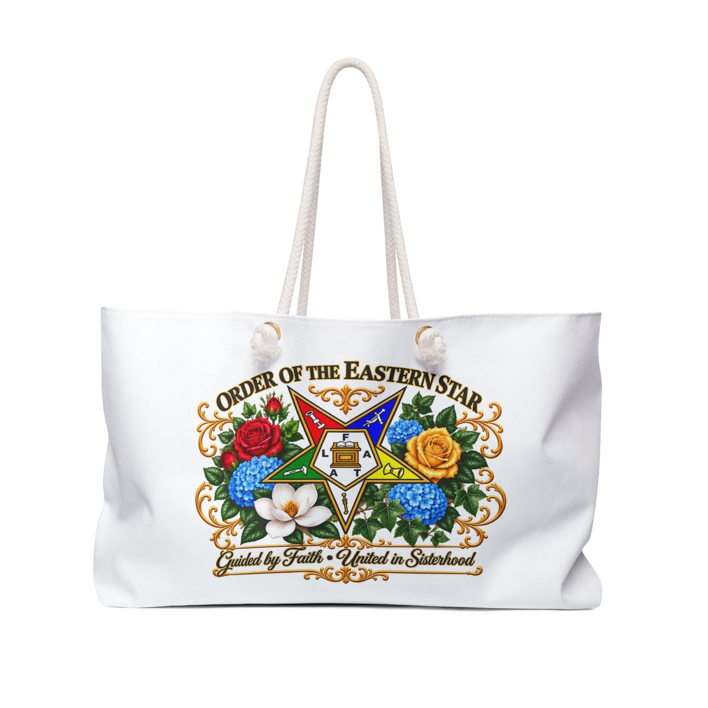 Order of the Eastern Star Weekender Bag – Personalized Sister Tote with Floral Emblem
