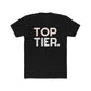 Top Tier Graphic Tee — Bold Typography "TOP TIER." Black Cotton T-Shirt