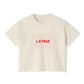 Latina Boxy Tee — Women's Cropped White T‑Shirt with Red 'LATINA' Print