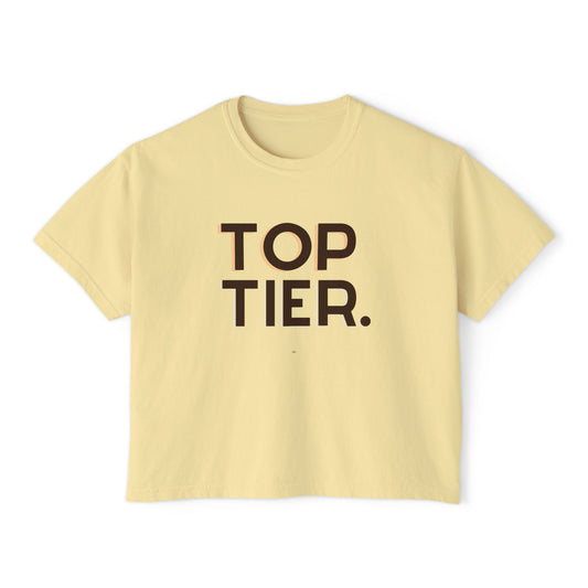 Top Tier Boxy Tee — Women's Casual Graphic Cropped T‑Shirt