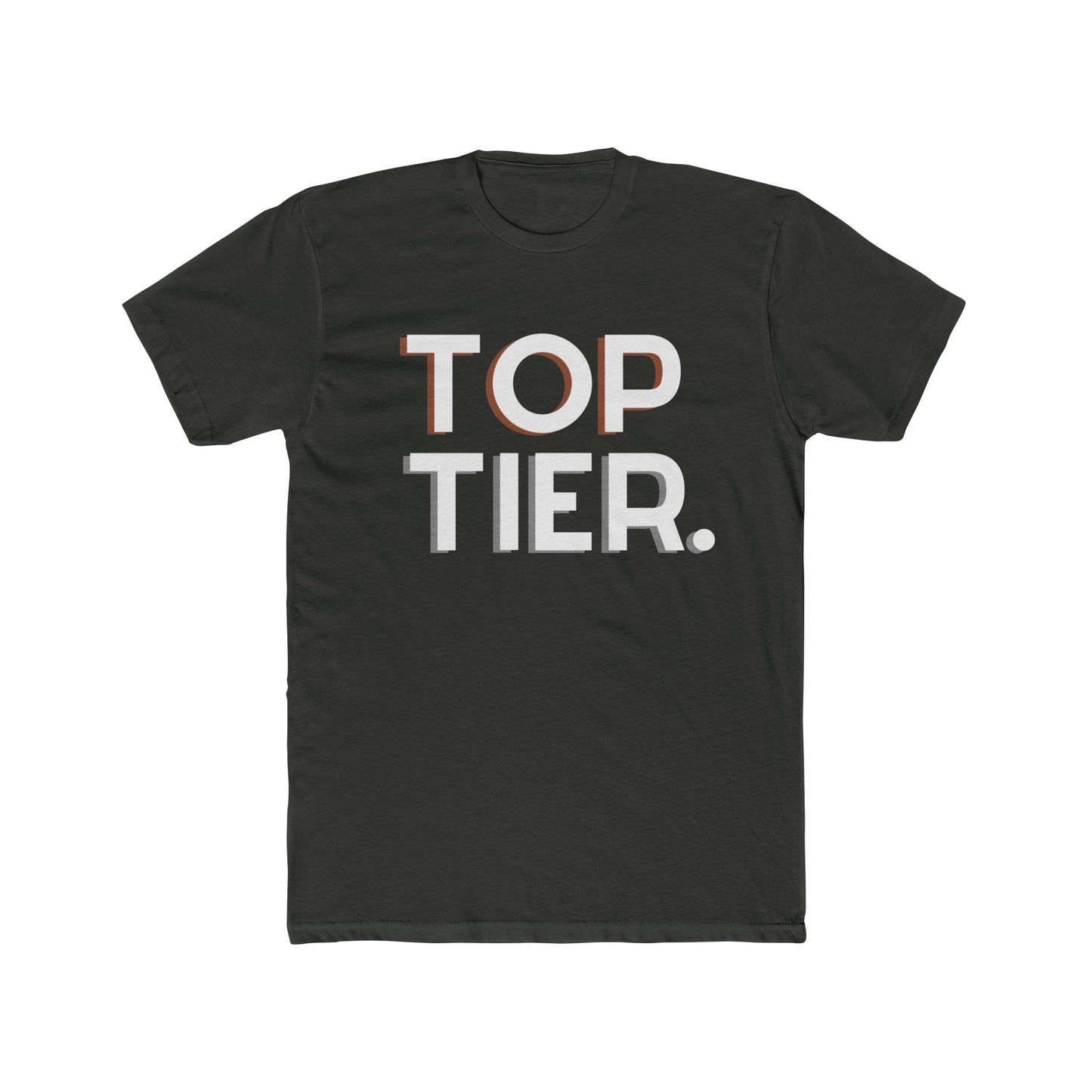 Top Tier Graphic Tee — Bold Typography "TOP TIER." Black Cotton T-Shirt