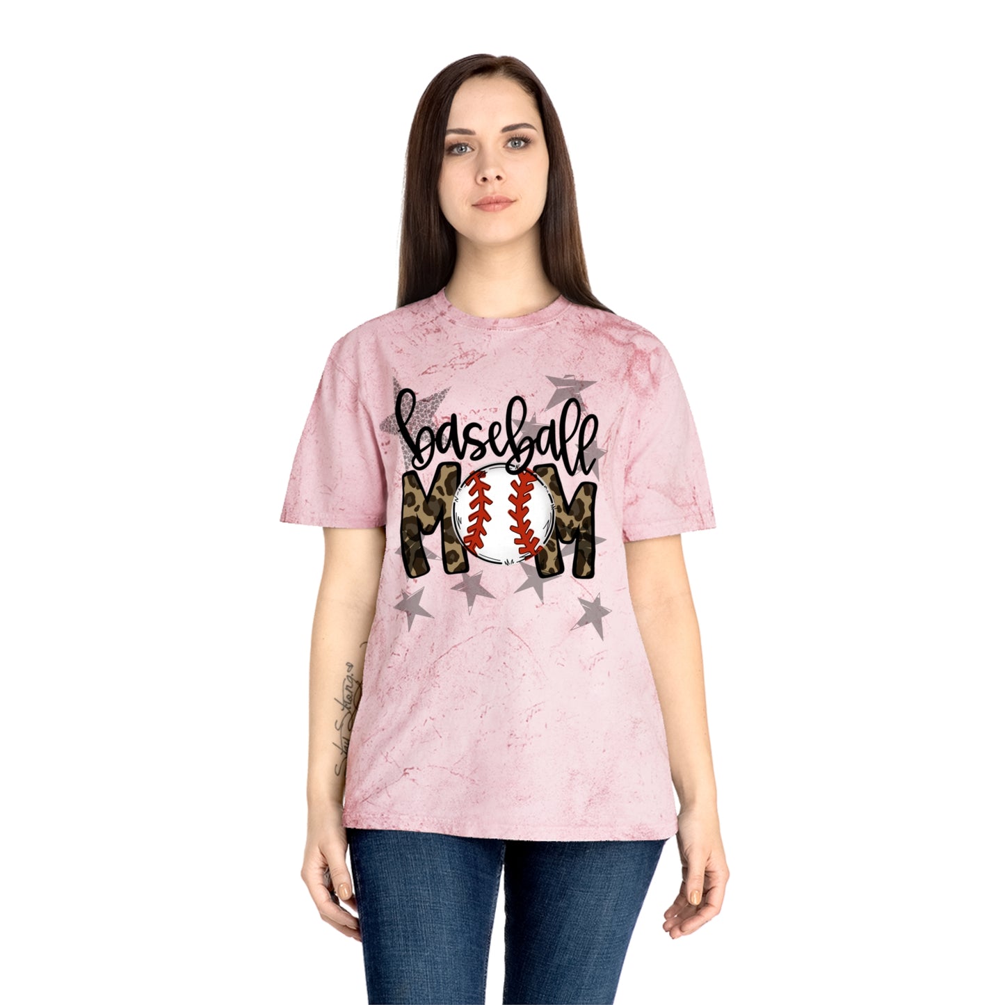 Baseball Mom Leopard Print Tee – Distressed Gray Color Blast T-Shirt