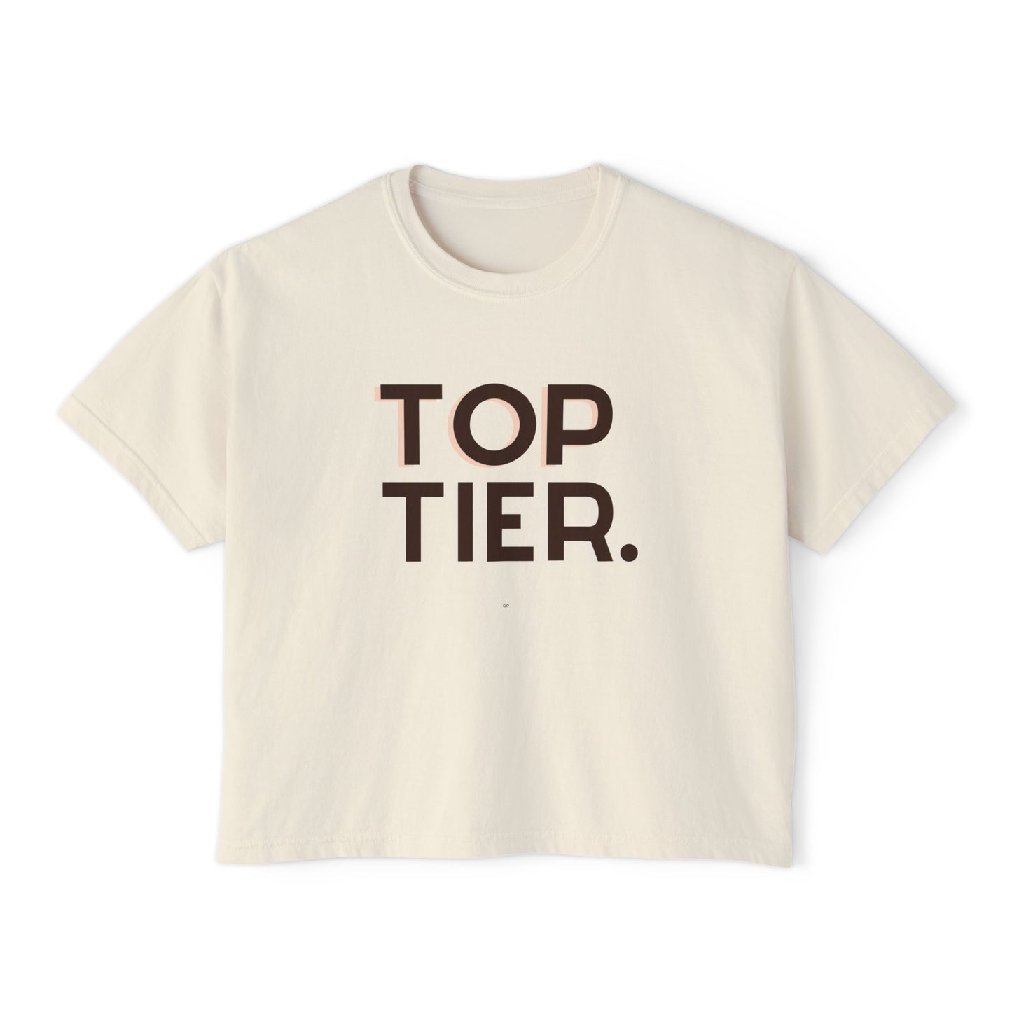 Top Tier Boxy Tee — Women's Casual Graphic Cropped T‑Shirt