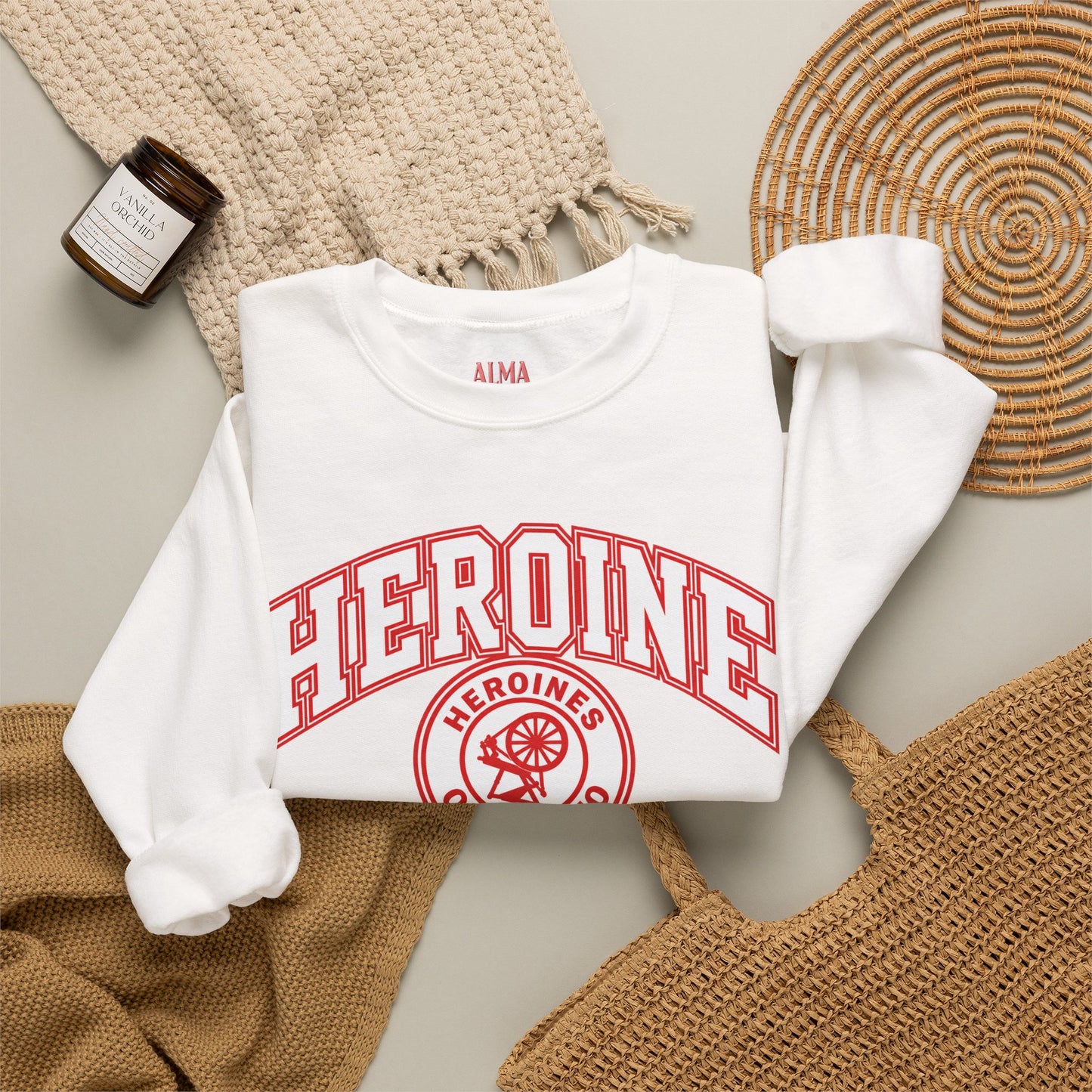Heroine-HOJ Emblem Graphic Crewneck Sweatshirt