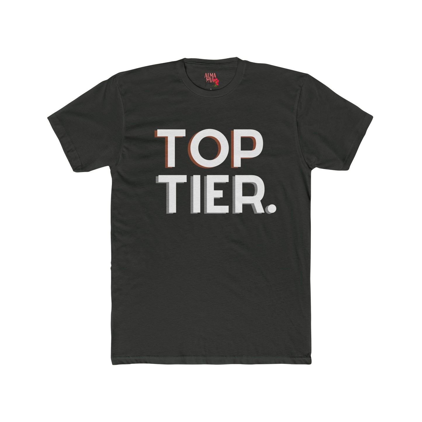 Top Tier Graphic Tee — Bold Typography "TOP TIER." Black Cotton T-Shirt
