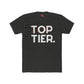 Top Tier Graphic Tee — Bold Typography "TOP TIER." Black Cotton T-Shirt