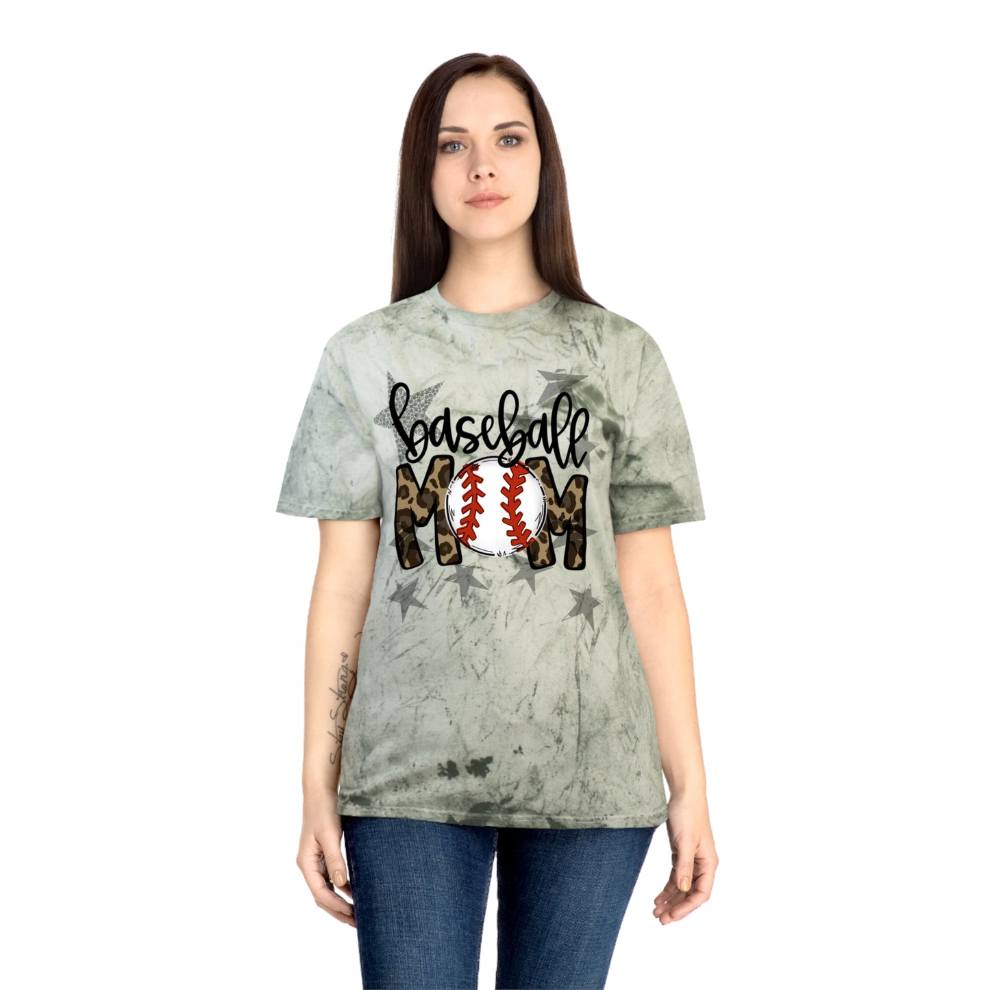 Baseball Mom Leopard Print Tee – Distressed Gray Color Blast T-Shirt