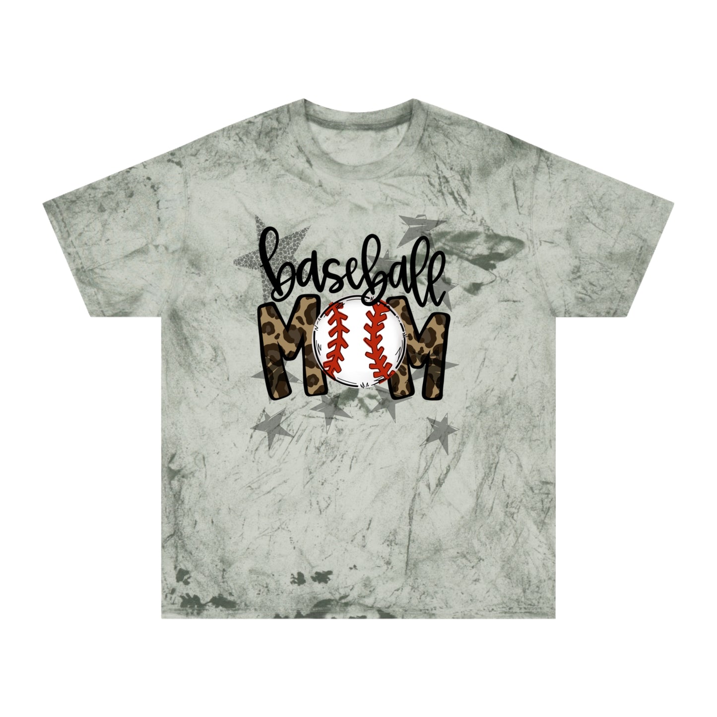 Baseball Mom Leopard Print Tee – Distressed Gray Color Blast T-Shirt