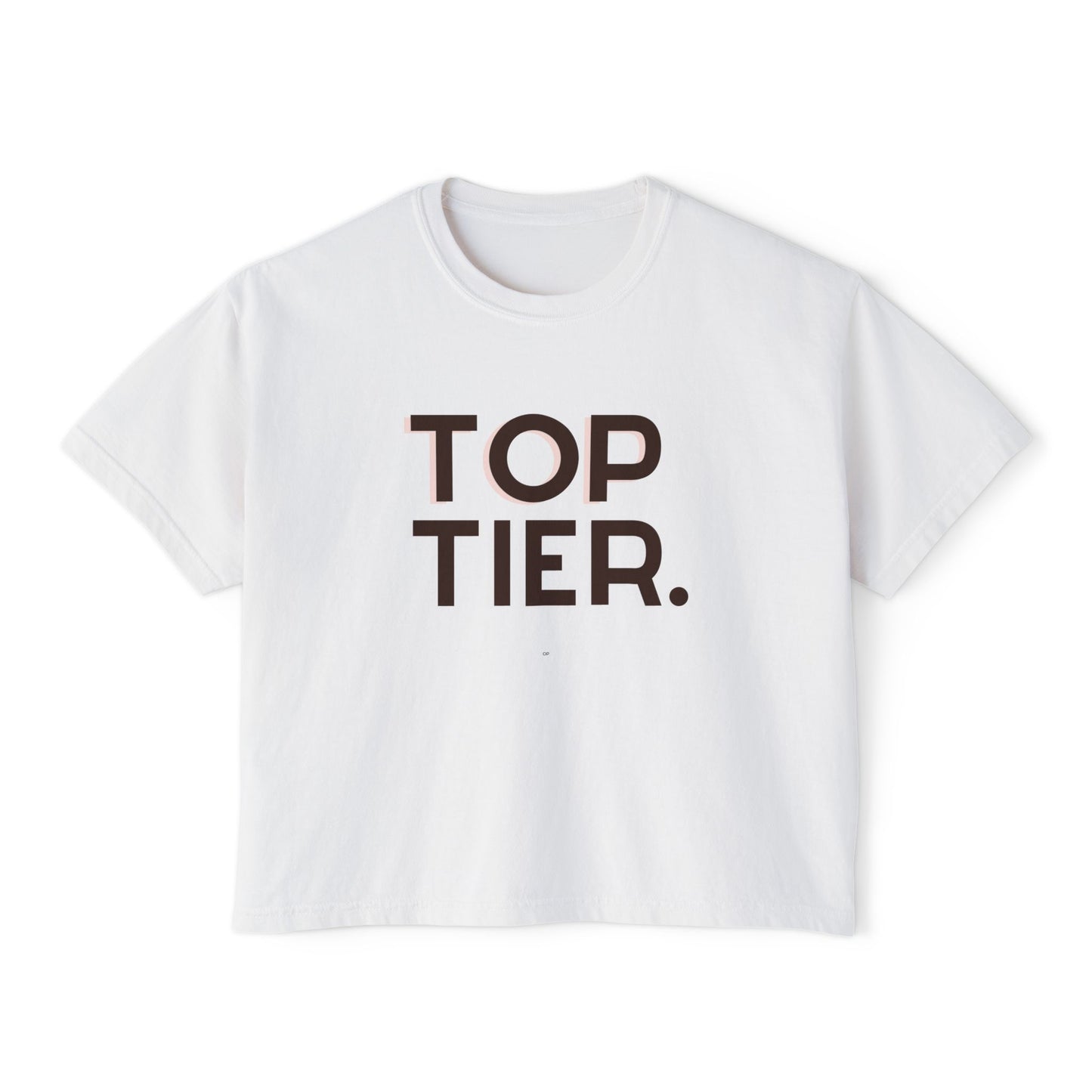 Top Tier Boxy Tee — Women's Casual Graphic Cropped T‑Shirt
