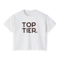 Top Tier Boxy Tee — Women's Casual Graphic Cropped T‑Shirt