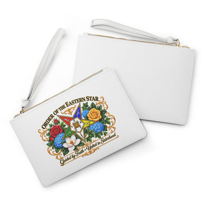 Order of the Eastern Star Floral Emblem Clutch Bag — Guided by Faith Sisterhood Wristlet