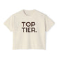Top Tier Boxy Tee — Women's Casual Graphic Cropped T‑Shirt